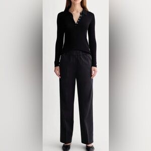 Everlane Women’s Black High Rise Elastic Waist Wide Leg Twill  Easy Pants Sz. 4